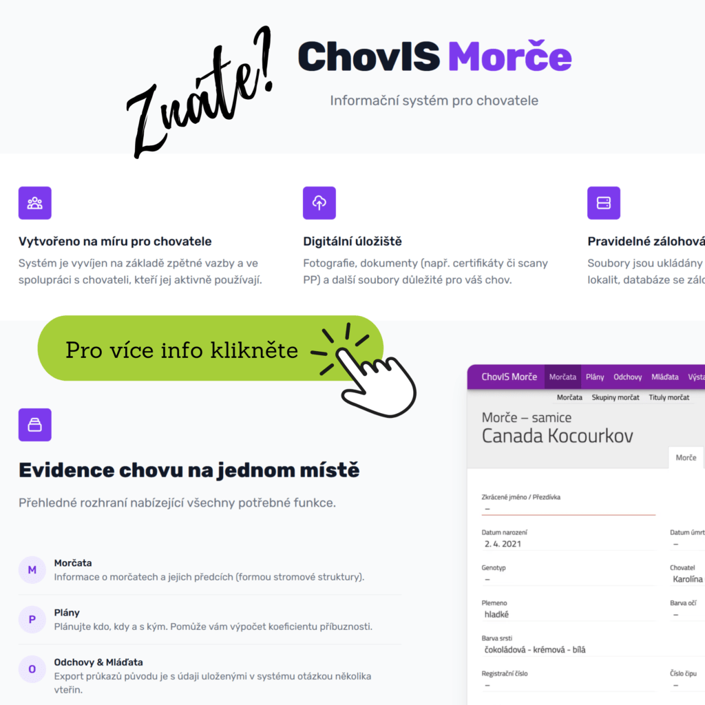 Vytvoření průkazu původu pro vaše odchovy bude otázkou několika kliknutí. Nikdy to nebylo jednodušší.